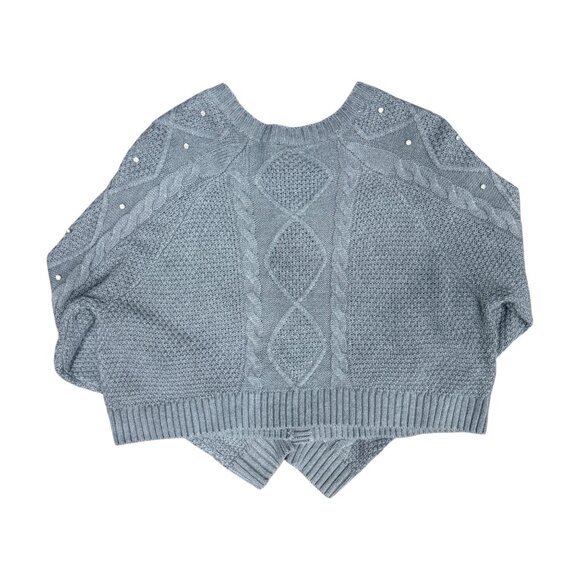 EUC Women's TORRID Cropped Cable Cardigan‎ Rhinestone Sweater Gray | Size 00-M/L - Picture 2 of 7